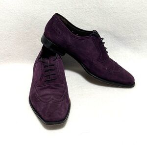 Mezlan Men’s Purple Suede Wingtip Lace-Up Brogue Oxfords Size 9